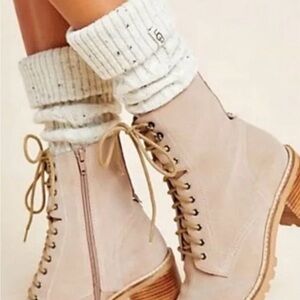 UGG Shaye Tall Rainboot Cream Speckled Boot Socks  Socks Women’s